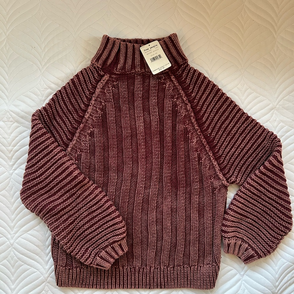 Free People Maroon Cowl Neck Sweater